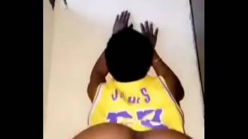 Girl on Lakers jersey twerk her big butt and show off her big pussy